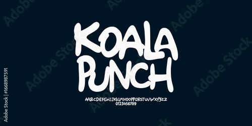 Funky simple font, groovy uppercase number funky playfull , typography letter vintage design vector hand drawn fonts, iconic logos , cartoon comic, food, greeting card, product packaging etc.
