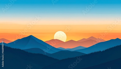 Sunrise over mountain range (1)