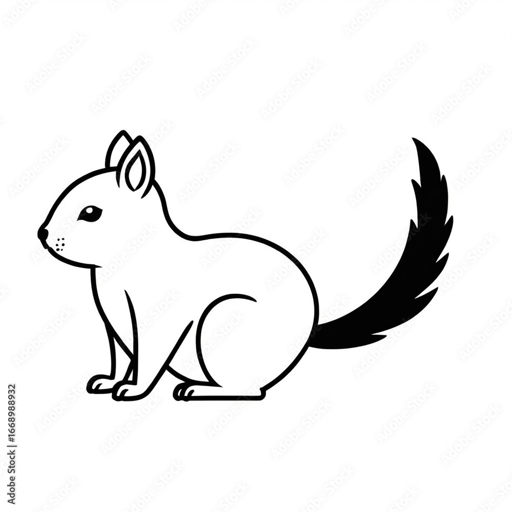 Fototapeta premium Playful black and white squirrel illustration