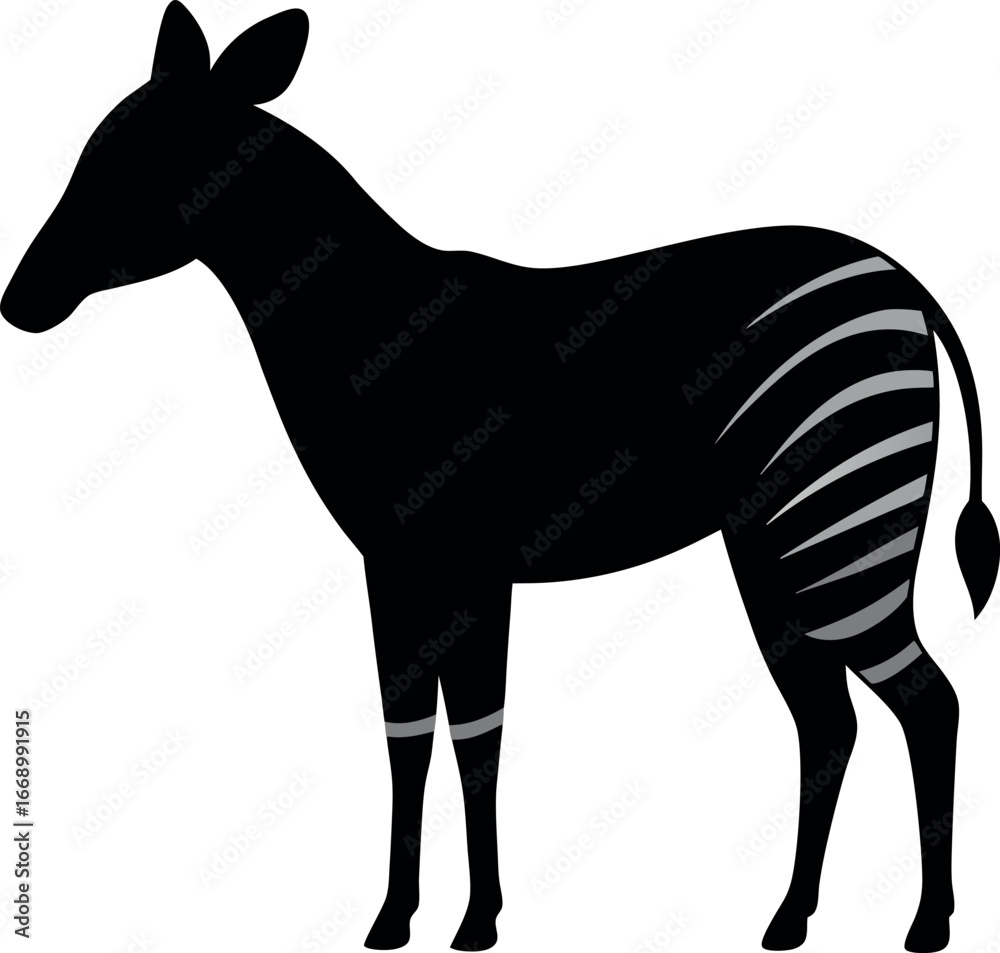 Obraz premium Okapi Silhouette with Striped Legs Vector Art