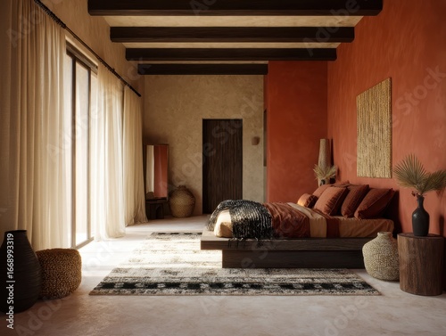 A sun-drenched bedroom boas...