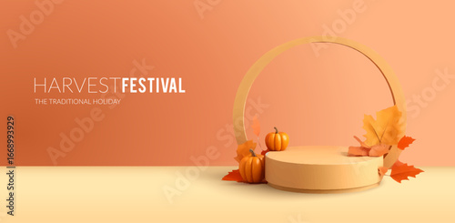 Autumn advertising banner with product showcase