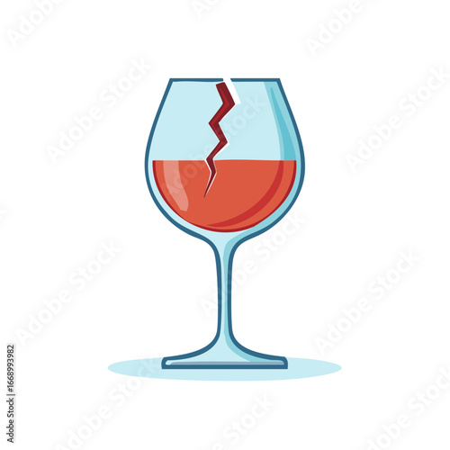 Broken wine glass with red liquid illustrating fragility damage crisis concept