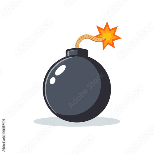 Cartoon Bomb With Lit Fuse Vector Illustration Explosive Comic Design