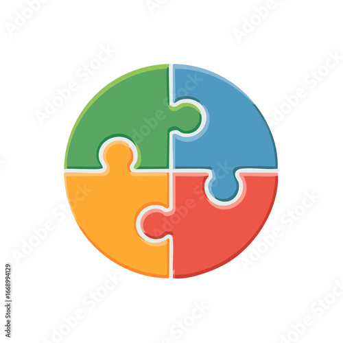 Colorful Puzzle Pieces Assembled in a Circle Symbolizing Teamwork and Solutions