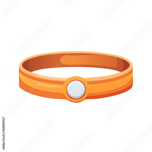 Cartoon pet collar design illustration, orange color and button detail