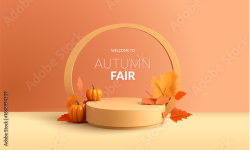 Autumn advertising banner with product showcase
