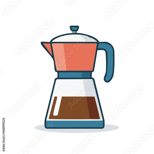Modern Moka Pot with Coffee Illustration