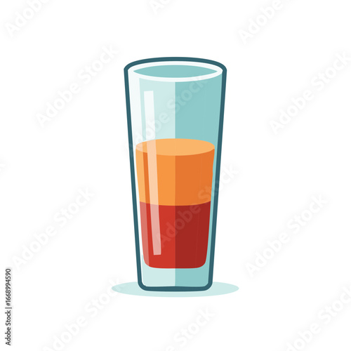 Illustration of Layered Cocktail in a Tall Glass with Orange and Red Liquids