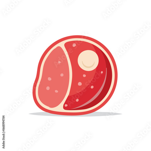 Raw steak isolated on white graphic illustration of juicy red meat with bone and fat
