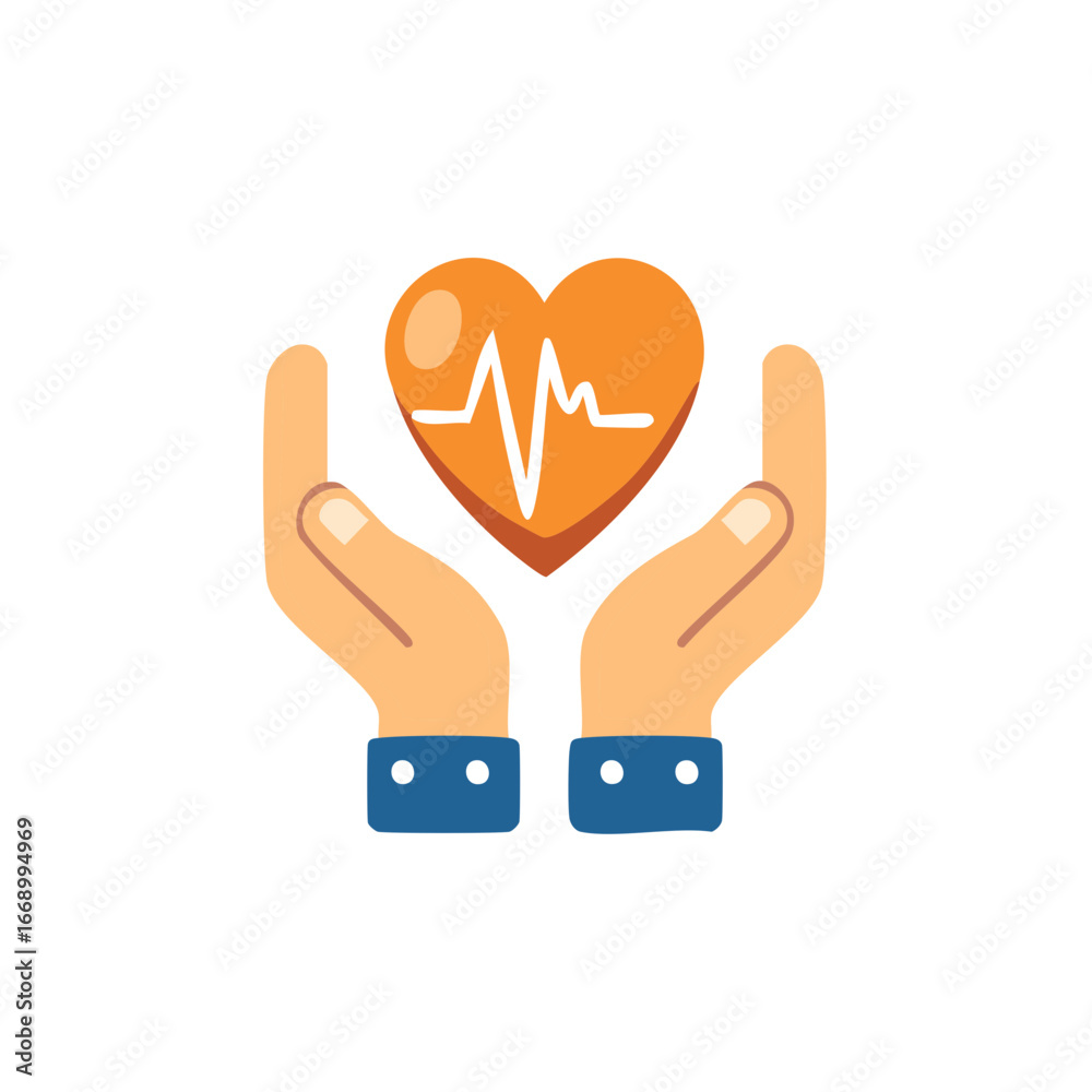 Obraz premium Heart Health in Hands, Medical Care and Protection, Love Life Concept