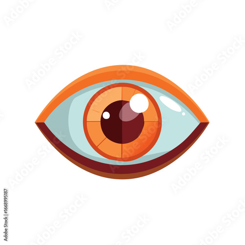 Stylized Orange and Blue Eye Illustration with Detailed Pupil and Iris Design Elements