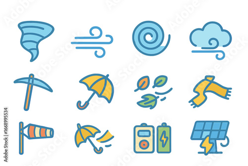 Children's Energy Icons. Flat vector mini-illustrations coal tools in colors children's illustrations: pickaxe, shovel,