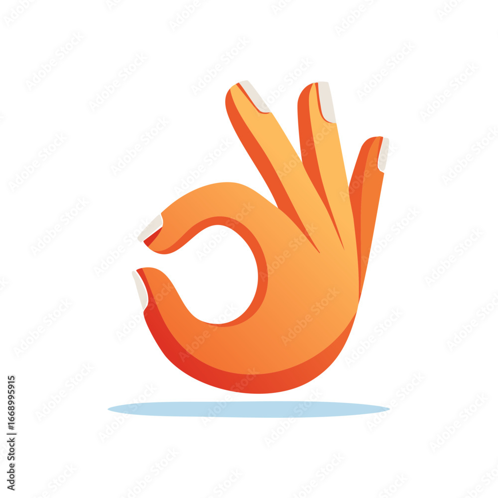 Obraz premium Orange Hand Sign Illustration OK Gesture Expressing Approval or Agreement Communication Vector
