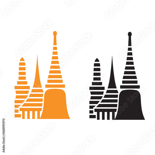 Flat Wat Phra Kaew in Bangkok Thailand pixel perfect vector icon