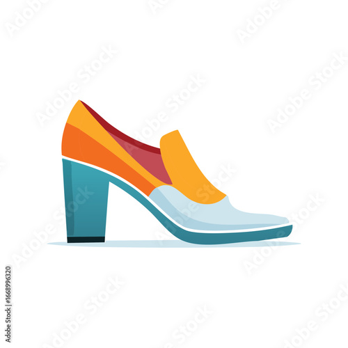 Colorful High Heel Loafer Shoe Vector Illustration Modern Fashion Design Element Vibrant Footwear Icon