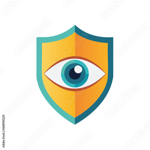 Shield Emblem Featuring Eye Symbol Securing Vision Data Security and Visual System Protection