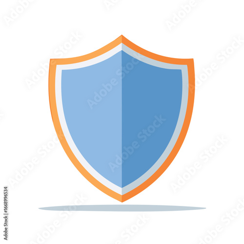 Free Download Flat design shield icon with blue center and orange border symbolizing protection and security - GFXLoad
