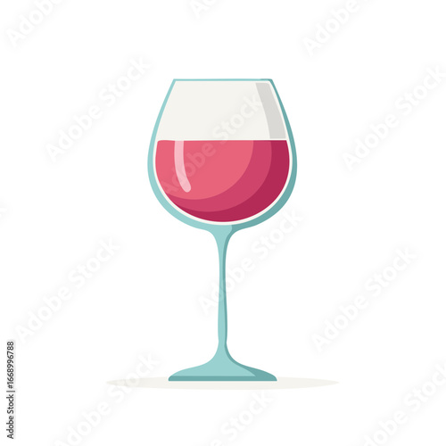 Flat Vector Illustration of a Glass of Red Wine