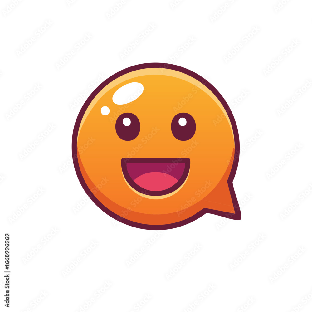 Fototapeta premium Smiling Chat Bubble Illustration with Happy Expression and Orange Gradient