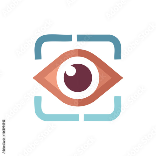 Stylized Eye Icon with Targeting Brackets for Vision and Surveillance Concepts