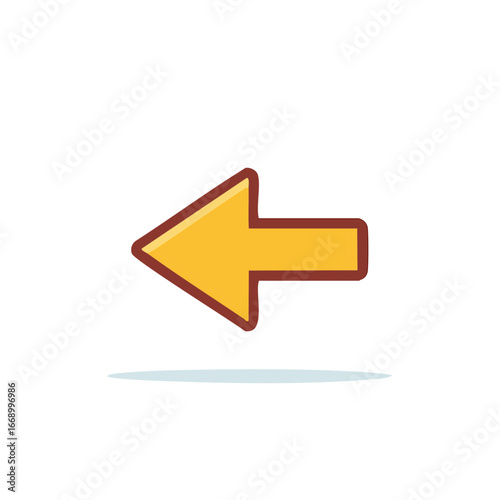 Free Download Stylized Yellow Arrow Pointing Left with Brown Outline, Retro Style Navigation Symbol - GFXLoad