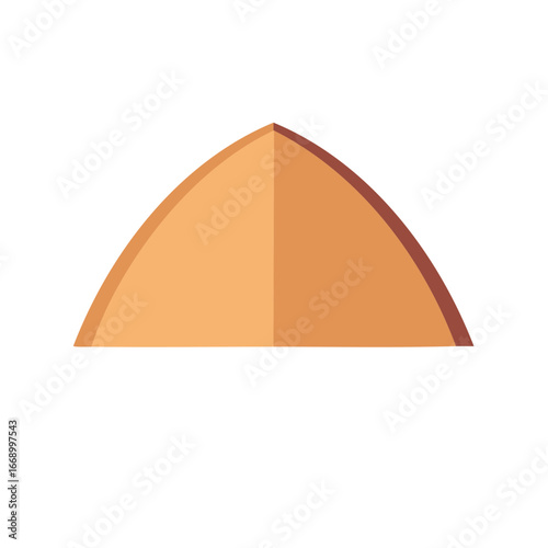 Stylized curved geometric shape in warm tan and brown tones