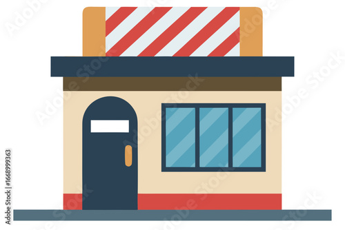A classic cartoon barber shop scene vector illustration