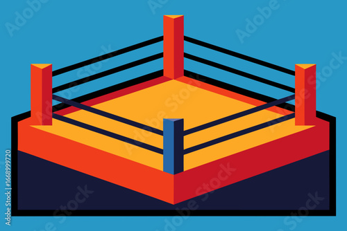 A simple illustration of a cartoon boxing ring vector illustration