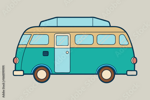 A retro cartoon camper van vector illustration