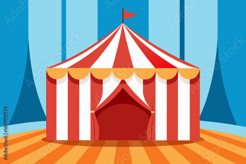 The interior of a cartoon circus tent background vector illustration