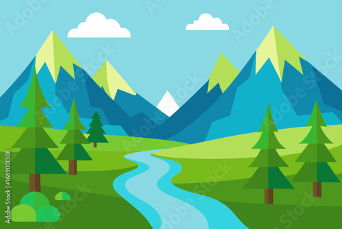 A majestic cartoon desert canyon with towering red cliffs vector illustration