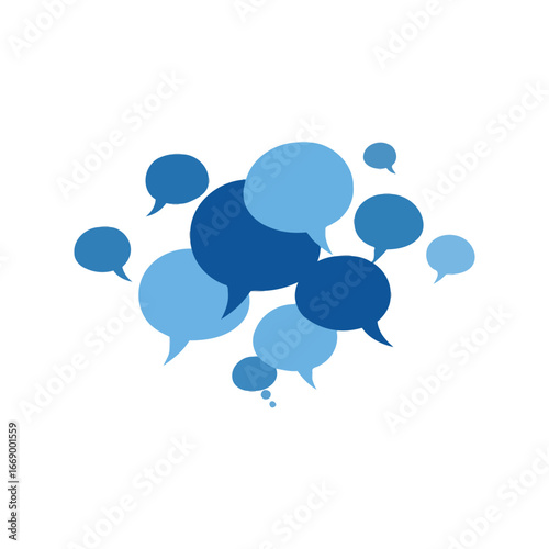 Abstract Blue Speech Bubbles:  Communication, Collaboration, and Social Media Concept Illustration.