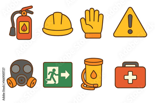 Fossil Fuel Icons. Flat vector mini-illustrations fossil fuel in colors children's illustrations: oil rig, coal chunk, natural gas