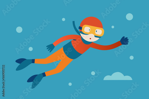 A vibrant cartoon illustration of a diver underwater vector illustration