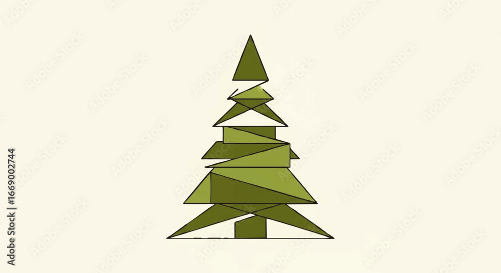 Obraz premium Abstract stylized illustration of a Christmas tree, composed of geometric shapes.