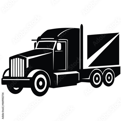 tractor trailer silhouette vector art