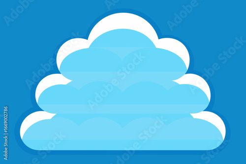 A minimalist cartoon of flat layered clouds vector illustration