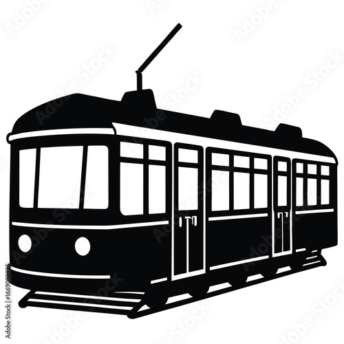 tram train silhouette vector art