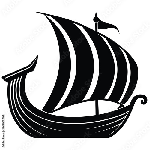 viking ship silhouette vector art