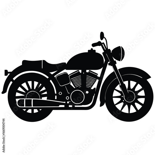 antique motorcycle silhouette vector art