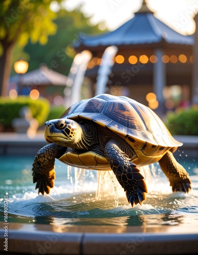 Turtle leaping fountain