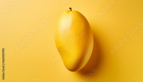 light yellow mango on pastel yellow background tropical minimalism design