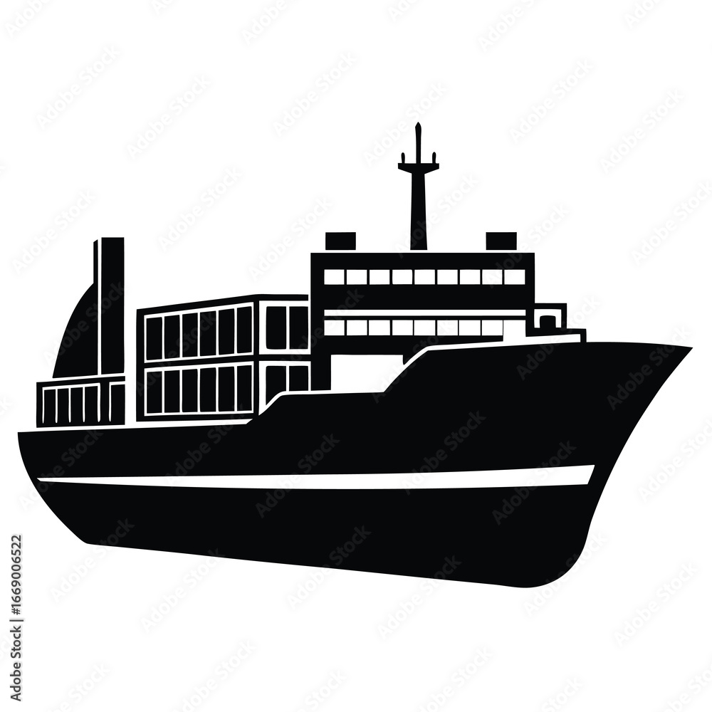 Obraz premium cargo ship silhouette vector art