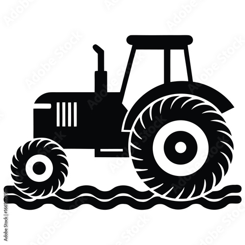 farm plow machine silhouette vector art