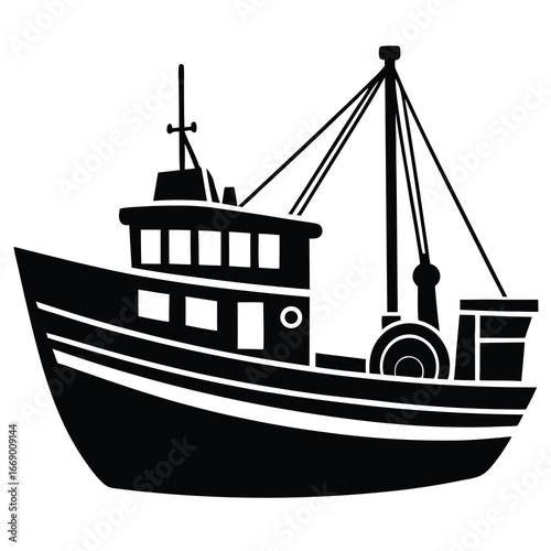 fishing trawler silhouette vector art