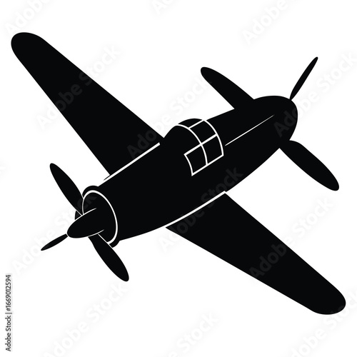 propeller plane silhouette vector art