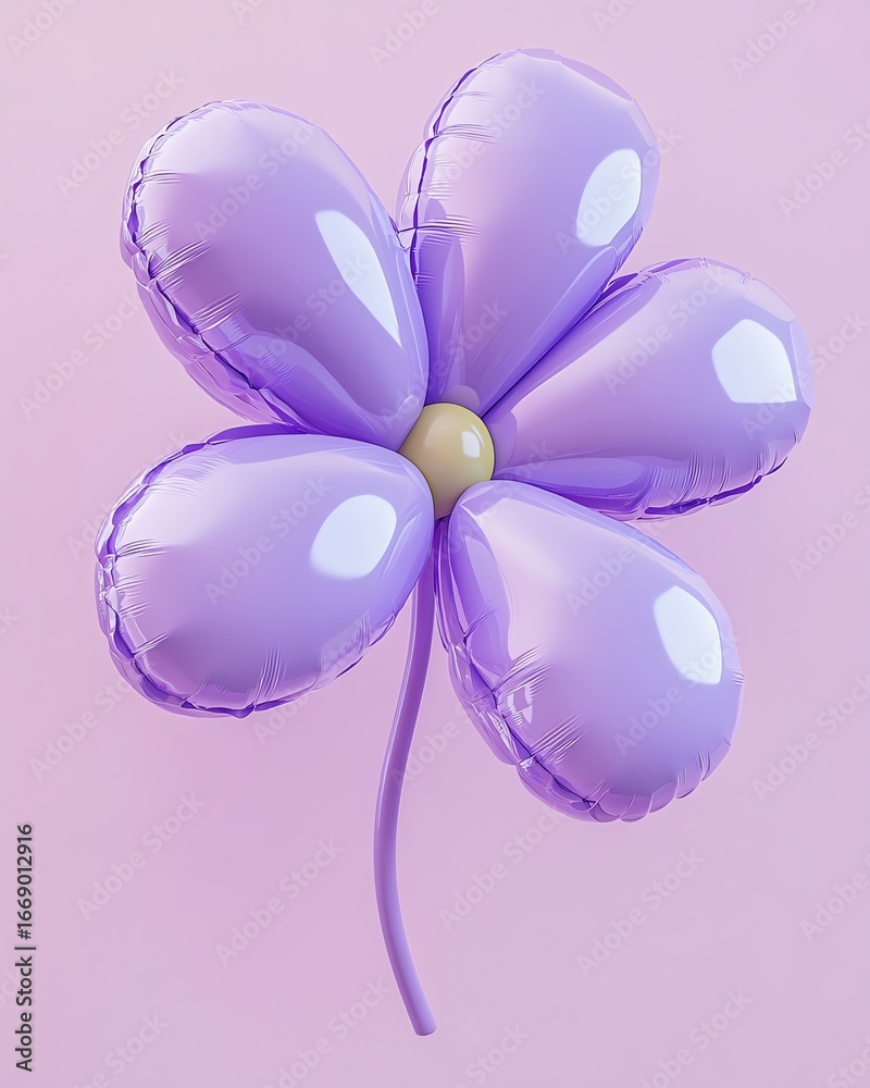 Fototapeta premium a balloon flower against a light background, featuring five petals of a light tone, each resembling an inflate,3D soft pop.