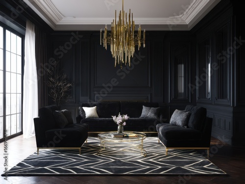 Luxurious black and gold li...
