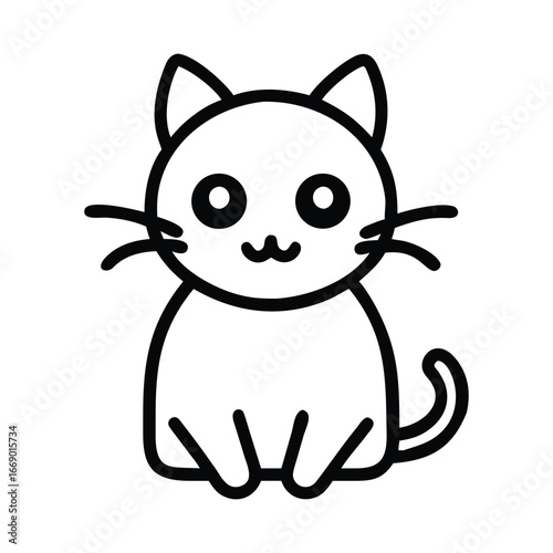 Cute doodle kitten sitting pretty simple line art charming feline pet adorable animal sketch whimsical character friendly companion